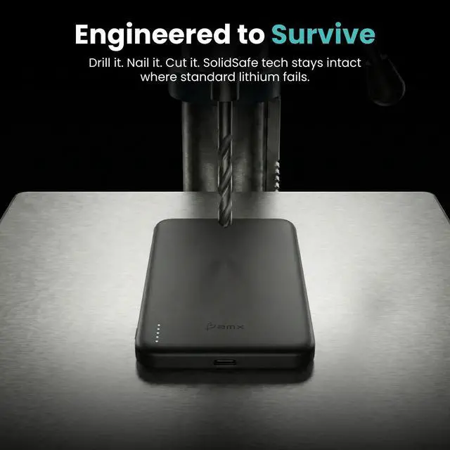 Alt view image 4 of 7 - Air 5K Qi2 Power Bank - Titanium 6.8mm Slim, Semi-Solid-State Battery, 15W Wireless + 20W USB-C, MagSafe Compatible, Titanium, 5000mAh (Black)