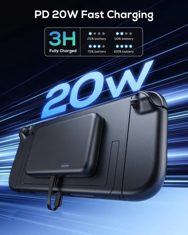 Alt view image 5 of 7 - Magnetic Battery Pack for Nintendo Switch 2 2025, 10000mAh 20W Fast Charger Extended Power Bank for Switch/OLED/iPhone/Smartphone Portable Accessories for Extra 2.8x Game Time
