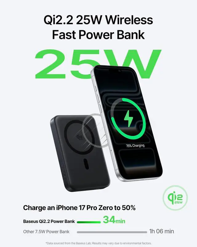 Alt view image 2 of 7 - for MagSafe Portable Charger, Qi2.2 25W Wireless Magnetic Power Bank 10000mAh with USB-C Cable 45W PD Charging, Flight-Safe Travel Portable Battery Pack for iPhone 17/16/15/14/13/12 Only