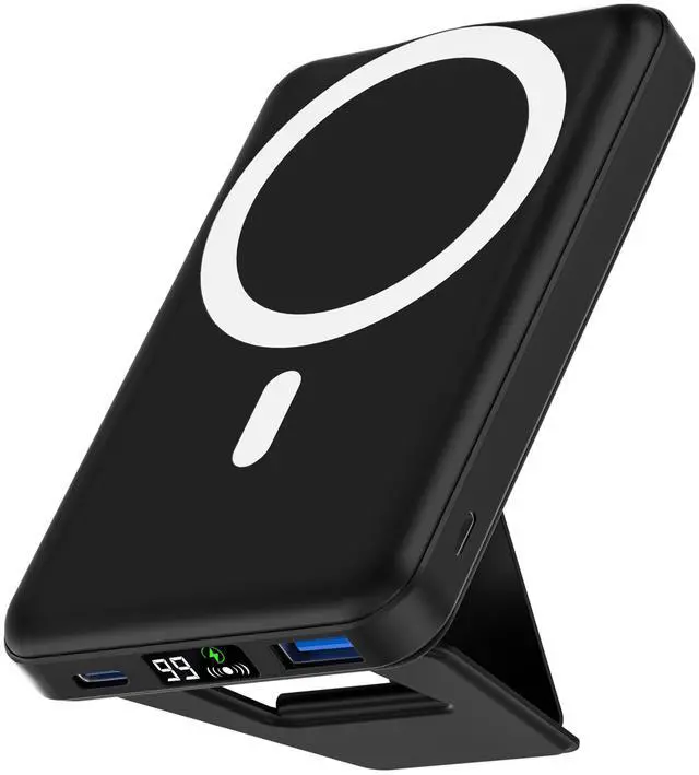Main image of for Magsafe Power Bank, Foldable 10000mAh Wireless Battery Pack with USB-C Cable & LED Display 22.5W PD Fast Charging Magnetic Portable Charger for iPhone 17/16/15/14/13/12 Series-Black
