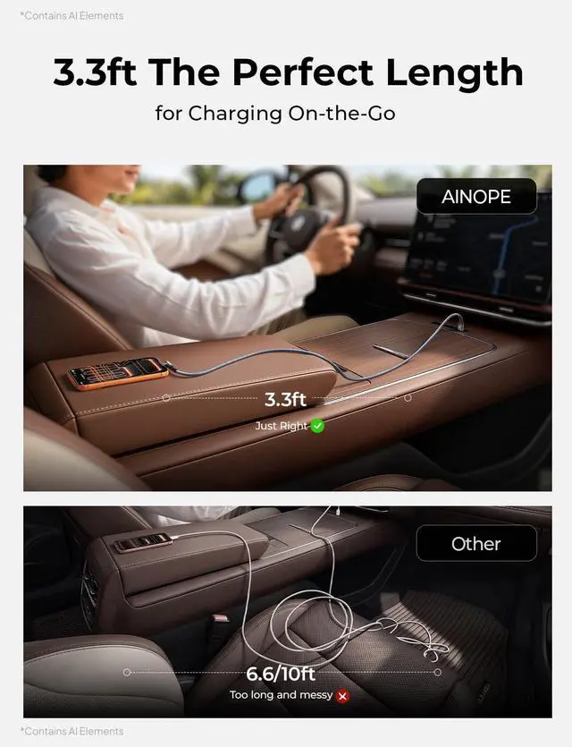 Alt view image 6 of 7 - USB A to USB C Cable Short 3. 3FT 2-Pack Fast Charging Carplay Cord | Data Sync Nylon Braided Right Angle Android Auto Car Charger Cord for iPhone 17 16 15 Samsung Galaxy iPad Air Android Phones