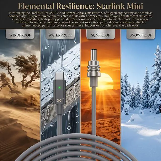 Alt view image 6 of 7 - Starlink Mini Cable, Starlink Mini USB C to DC Power Cable, 20V PD 100W Output, 18AWG Tinned Copper Wire, Stable Power Supply Cord for Outdoor Indoor, Travel & RV Use,Starlink Mini Accessories,10FT