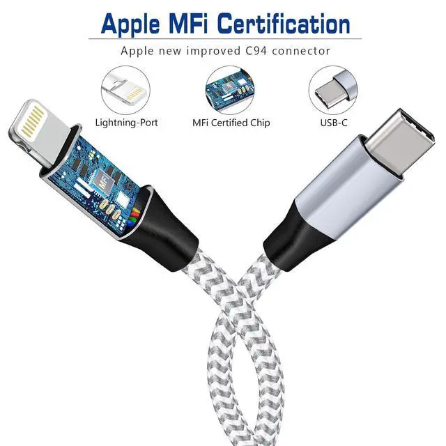 Alt view image 5 of 7 - 1ft USB C to Lightning Cable Short, 2 Pack PD MFi Certified, 12 Inch Fast Charging Type C to Lightning Cord Nylon Braided for iPhone 14/13/12/11 Pro/X/XR/XS/8/7/6s/Plus
