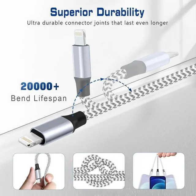 Alt view image 6 of 7 - 1ft USB C to Lightning Cable Short, 2 Pack PD MFi Certified, 12 Inch Fast Charging Type C to Lightning Cord Nylon Braided for iPhone 14/13/12/11 Pro/X/XR/XS/8/7/6s/Plus