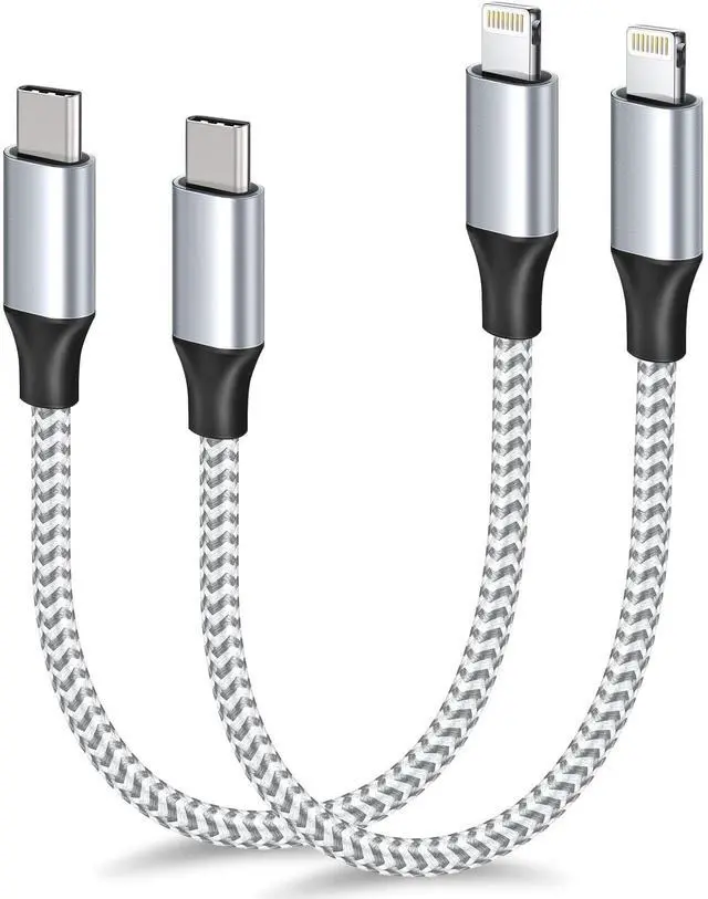 Main image of 1ft USB C to Lightning Cable Short, 2 Pack PD MFi Certified, 12 Inch Fast Charging Type C to Lightning Cord Nylon Braided for iPhone 14/13/12/11 Pro/X/XR/XS/8/7/6s/Plus