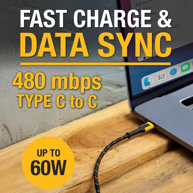 Alt view image 6 of 7 - Heavy Duty 2in1 Charging Cable, USB C to USBC w/Adapter USB, 60W PD Fast Charging & Data Sync, TypeC Charger Cables for Multiple Devices for iPhone 17/16/15 Pro Max MacBook iPad Samsung Galaxy