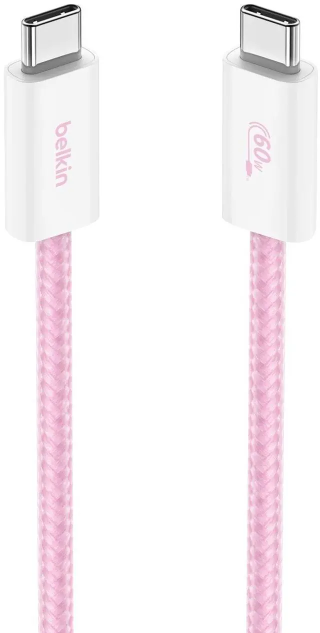 Main image of USB C to USB C Cable, 3.3ft, 60W - Type C Charger, iPhone Charger Cord, Soft, Braided, Flexible for iPhone 16, Galaxy S25, Pixel 9, Airpods, iPad Pro, Tablet & More, Travel Essentials - Pink