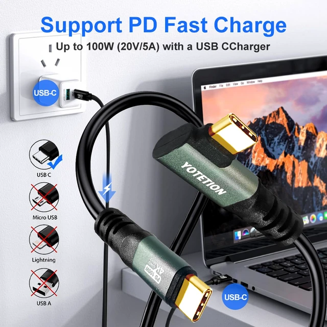 Alt view image 2 of 7 - USB TYPE C to C Cable 40FT, 4K60HZ GEN2x2(Data usb2.0),TYPE C Video Output From USB3.2/ USB4.0 (NOT 100% Fast Charging) & Sync for Xreal MacBook Pro iPad Pro iPhone 15-16-17 Pro Portable Monitor