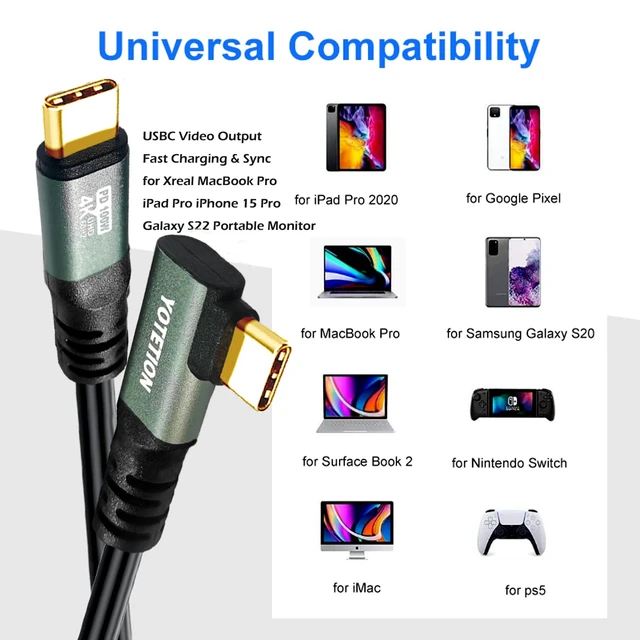 Alt view image 4 of 7 - USB TYPE C to C Cable 40FT, 4K60HZ GEN2x2(Data usb2.0),TYPE C Video Output From USB3.2/ USB4.0 (NOT 100% Fast Charging) & Sync for Xreal MacBook Pro iPad Pro iPhone 15-16-17 Pro Portable Monitor