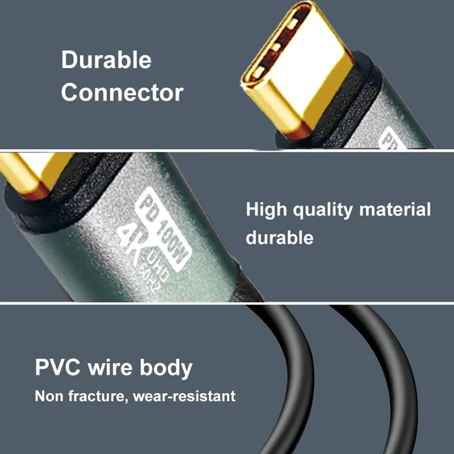 Alt view image 7 of 7 - USB TYPE C to C Cable 40FT, 4K60HZ GEN2x2(Data usb2.0),TYPE C Video Output From USB3.2/ USB4.0 (NOT 100% Fast Charging) & Sync for Xreal MacBook Pro iPad Pro iPhone 15-16-17 Pro Portable Monitor