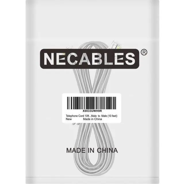 Alt view image 4 of 4 - Phone Cord 10ft Telephone Cord Phone Cable RJ11 6P4C Male to Male for Landline and Fax - 10 Feet
