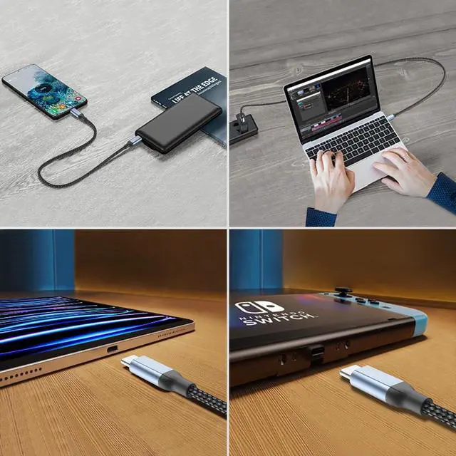 Alt view image 7 of 7 - USB C to USB C Cable 2ft, 2Pack Short C to C Cable Fast Charging 60W Type C to Type C Car Charger Cord Braided 2 ft USBC Cable for iPhone 16/15 Pro Max, Galaxy S24/S23, iPad Pro/Air, MacBook Air/Pro