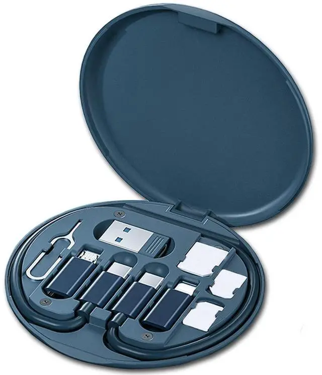 Alt view image 2 of 7 - Multi USB Charging Adapter Cable Kit, USB C to iOS Adapter for Travel, Conversion Set A & Type C to Male Micro /Type C/iOS Device, Data Transfer, Card Storage, Tray Eject Pin, Phone Holder (blue)