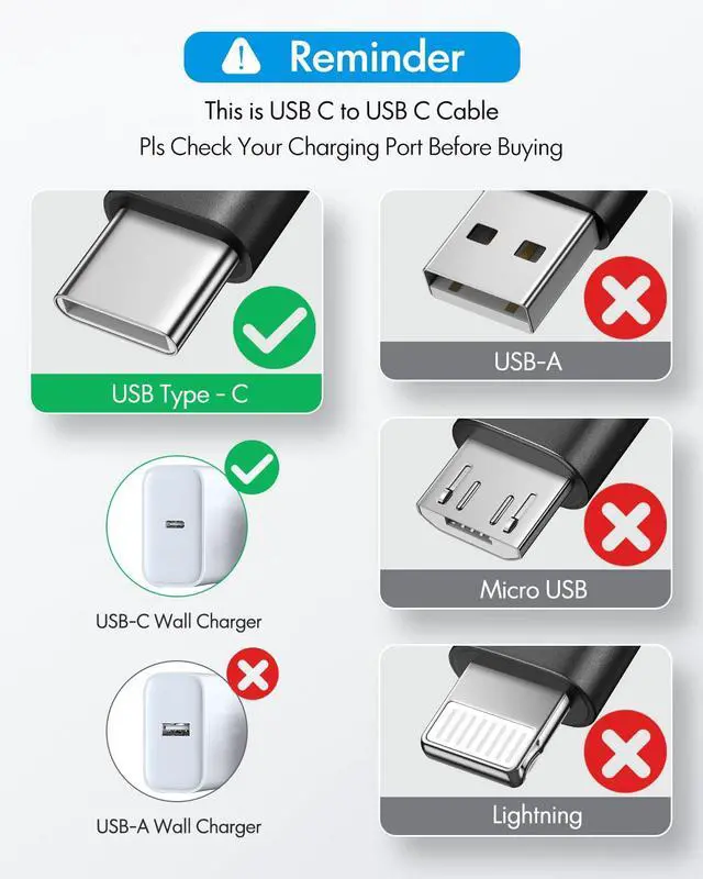 Alt view image 7 of 7 - Long USB C to USB C Cable 20ft, C to C Fast Charging Type C Charger