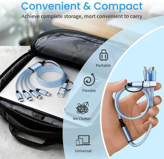Alt view image 7 of 7 - USB C Splitter Multi Charging Cable,USB A/C to USB C Charging Cord,USB C to USB C Cable,4 in 2 Multi Charger Cord with 4 Type-C Connectors Compatible with iP16/15/Cell Phones Tablets and More.