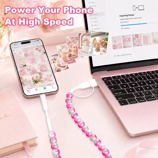 Alt view image 6 of 7 - 4 in 1 Multi Charging Cable USB C Cable 3FT for Beaded iPhone Charger Cord