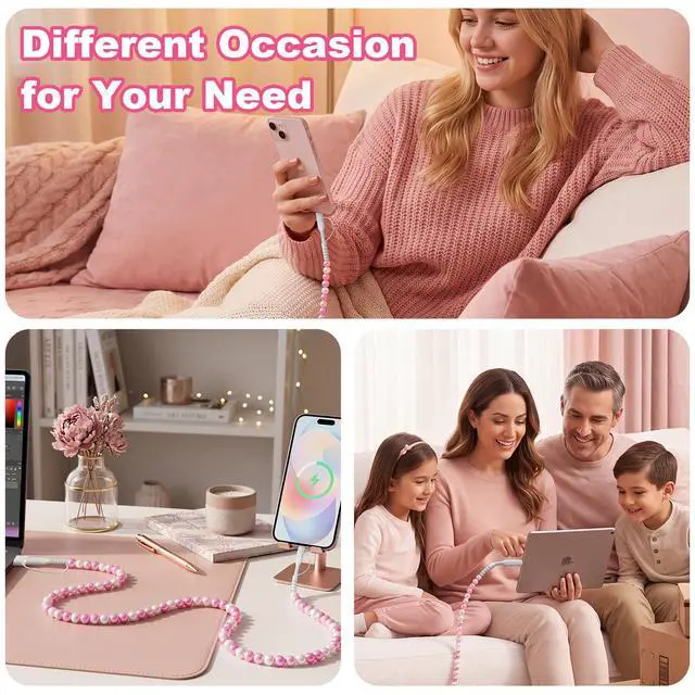 Alt view image 7 of 7 - 4 in 1 Multi Charging Cable USB C Cable 3FT for Beaded iPhone Charger Cord