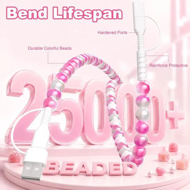 Alt view image 5 of 7 - 4 in 1 Multi Charging Cable USB C Cable 3FT for Beaded iPhone Charger Cord