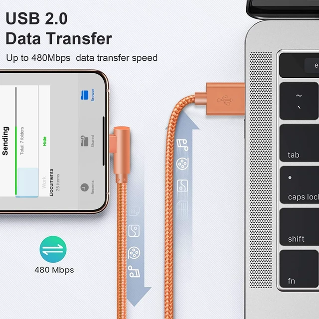 Alt view image 7 of 7 - USB-A to USB-C Right-Angle Cable 3Pack 6FT, Nylon Braided | 3.1A Fast Charge, Type-C Cord, Compatible with iPhone 17/16/15 Pro Max, Galaxy S24/S23/S22, Pixel, iPad, CarPlay