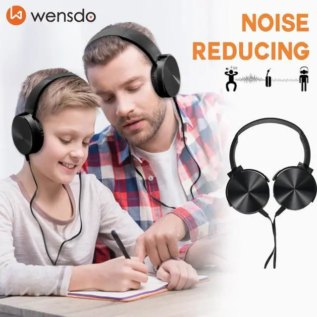 Alt view image 2 of 7 - 2 Pack Wired Classroom Headphones with Microphone for Kids All Ages K-12, Durable Students Computer Headphones for School, Library, Airplane, Online Learning and Travel (HY450, Black)