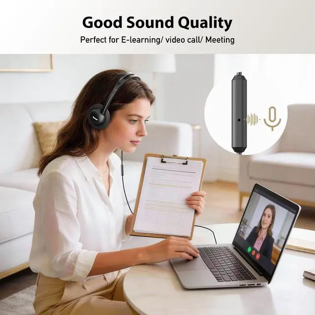 Alt view image 7 of 7 - USB-C Wired on-Ear Headphones with Microphone & in-Line Control, Comfort Foam Pads, Adjustable Headband for Kids, Teens, Adults, Compatible with Type-C Phone, Tablet, Laptop, PC