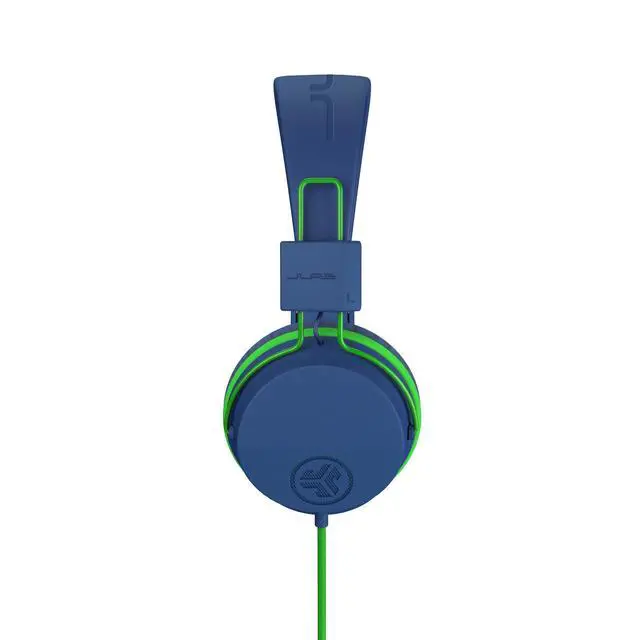 Alt view image 2 of 4 - Kids Wired on-Ear Headphones, Bundle with USB-C Adapter, Volume limiting, Foldable, Blue/Green