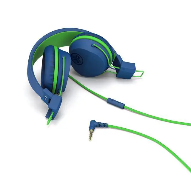Alt view image 3 of 4 - Kids Wired on-Ear Headphones, Bundle with USB-C Adapter, Volume limiting, Foldable, Blue/Green