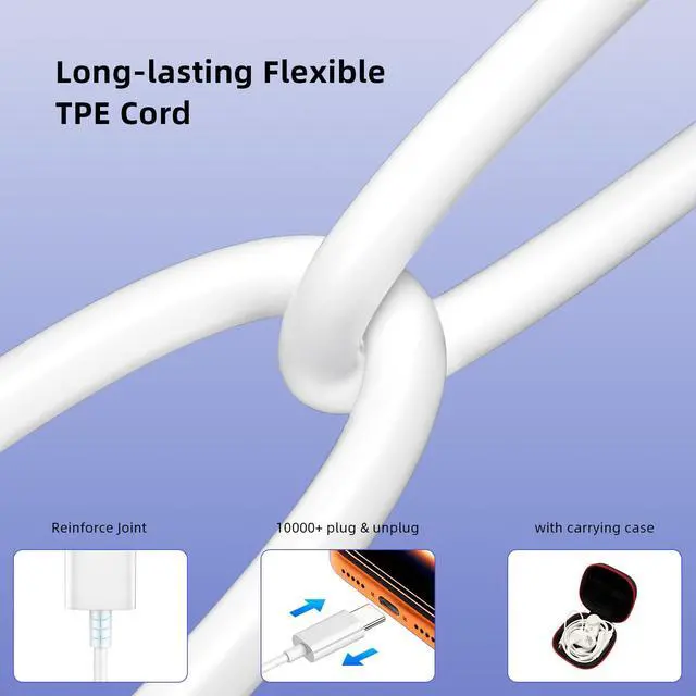 Alt view image 6 of 7 - USB C Open-Ear Headphones with Adjustable Earhook, Mic & Volume Control, Wired Earbuds HiFi Stereo Anti-Hurt Ear On-Ear Earphone for iPhone 17 16 15/Samsung S26 Kids School Chromebook Travel