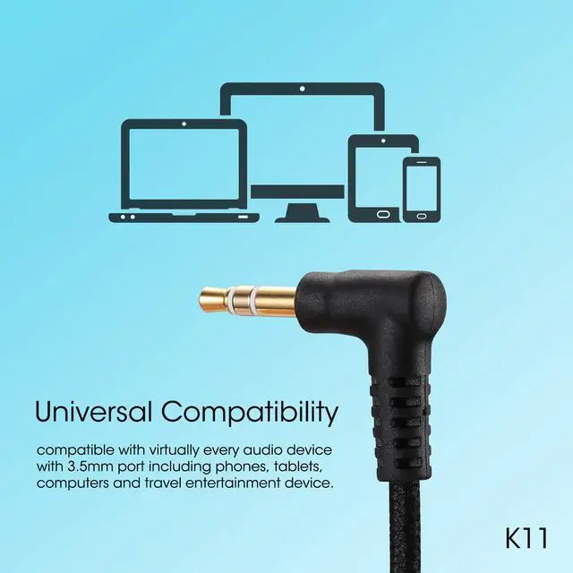 Alt view image 6 of 6 - Kids Headphones K11 Foldable Stereo Tangle-Free 5ft Long Cord 3.5mm Jack Plug in Wired On-Ear Headset for iPad/Amazon Kindle,Fire/Boys/Girls/School/Laptop/Travel/Plane/Tablet (Black)