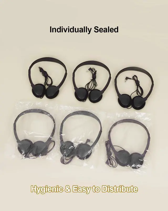 Alt view image 5 of 6 - 25 Pack Headphones Bulk for School Wired Student Earphones for Classroom with Adjustable Headband On-Ear Class Set Headsets Individually PackedBlack