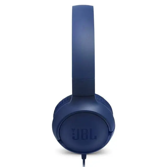 Alt view image 2 of 6 - Wired on-ear headphones, Pure Bass Sound, 1-button remote/mic, Tangle-free flat cable, Lightweight and foldable design, Ask Siri or Google Now (Blue)