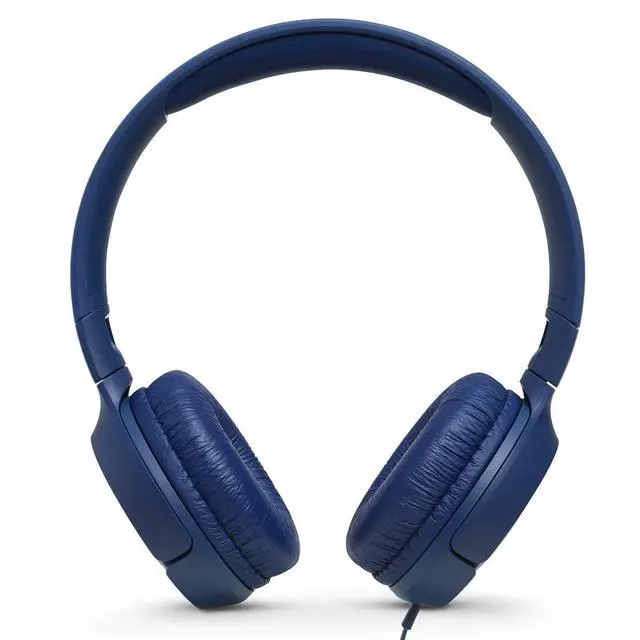 Alt view image 3 of 6 - Wired on-ear headphones, Pure Bass Sound, 1-button remote/mic, Tangle-free flat cable, Lightweight and foldable design, Ask Siri or Google Now (Blue)