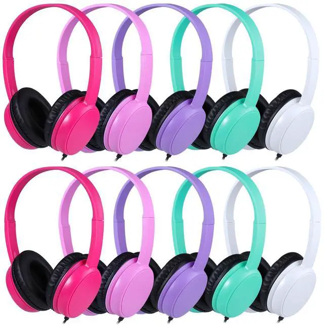 Main image of 10 Pack Classroom Headphones for School Kids Students, Durable On Ear Comfy Wired Headset for Children Boys Girls Teens Toddler, Noise Stereo Sound 3.5mm Jack for Online Learning Travel(,10Mixed)