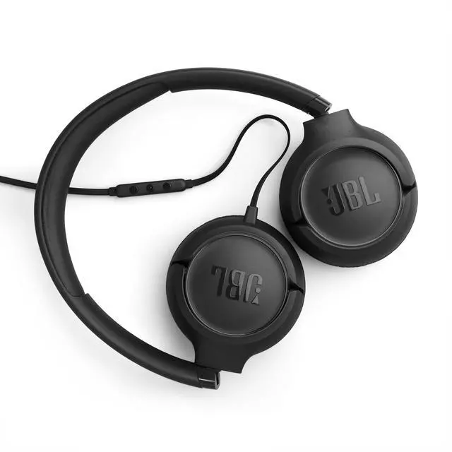Alt view image 2 of 7 - Hi-res USB-C Wired on-Ear Headphones and Pure Bass Sound, Wide Compatibility, 3-Button Remote with Microphone, Easy EQ presets & Tangle-Free Flat Cable (Black)
