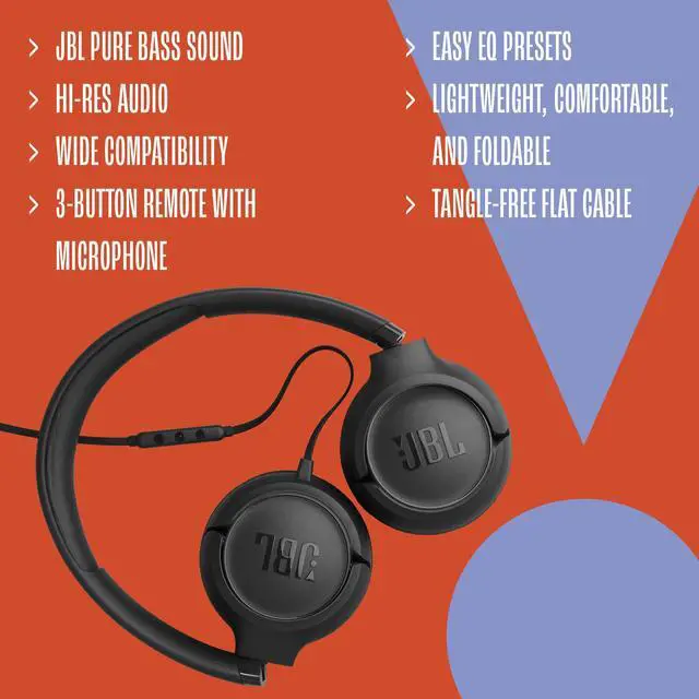 Alt view image 5 of 7 - Hi-res USB-C Wired on-Ear Headphones and Pure Bass Sound, Wide Compatibility, 3-Button Remote with Microphone, Easy EQ presets & Tangle-Free Flat Cable (Black)