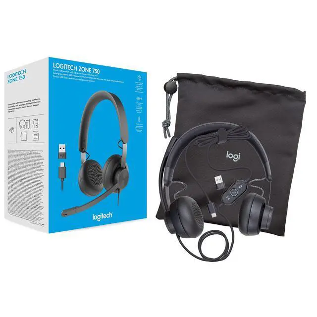 Alt view image 7 of 7 - Wired On-Ear Headset with Advanced Noise-canceling Microphone, Simple USB-C and Included USB-A Adapter, Plug-and-Play Compatibility for All Devices