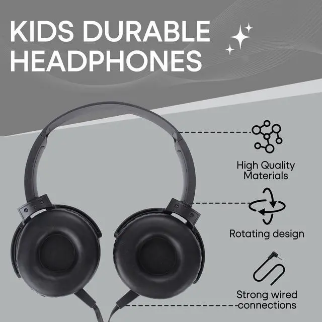 Alt view image 5 of 7 - Bulk Headphones for Classroom 24 Pack,Wholesale School On Ear Durable Wired Headset for Students,Kids,Children Toddler Teen Boys Girls and Adult(LS450,24 Black)
