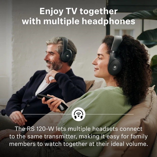 Alt view image 6 of 7 - On-Ear Wireless Headphones for Crystal-clear TV Listening with 3 Sound Modes, Lightweight Design, Easy Volume Control, 60 m Range and Convenient Transmitter/Charger Combo - Black