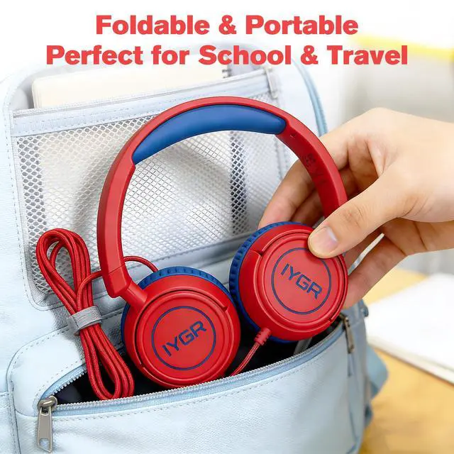 Alt view image 7 of 7 - Kids Headphones with USB-C, for Toddler & Kids Ages 2-12, 85dB Safe Volume Limited, Adjustable Headband & Foldable Wired, On-Ear Headphones for School, Travel, Tablet, iPad