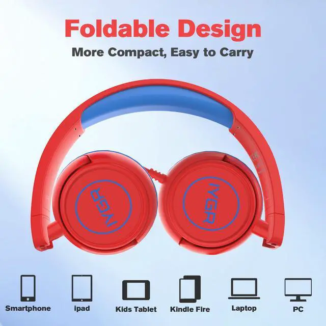 Alt view image 6 of 7 - Kids Headphones with USB-C, for Toddler & Kids Ages 2-12, 85dB Safe Volume Limited, Adjustable Headband & Foldable Wired, On-Ear Headphones for School, Travel, Tablet, iPad