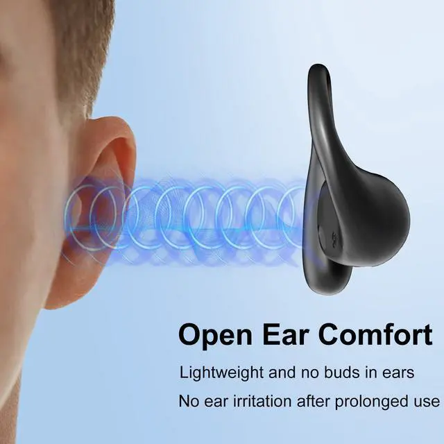 Alt view image 2 of 7 - Wired Open Ear Headphones with Microphone, Volume Control, Wrap Around Ear Hook & Case, Over Ear Earbuds for Sport Running, On Ear Out of Ear Earphones Comfortable for Sensitive & Small Ears