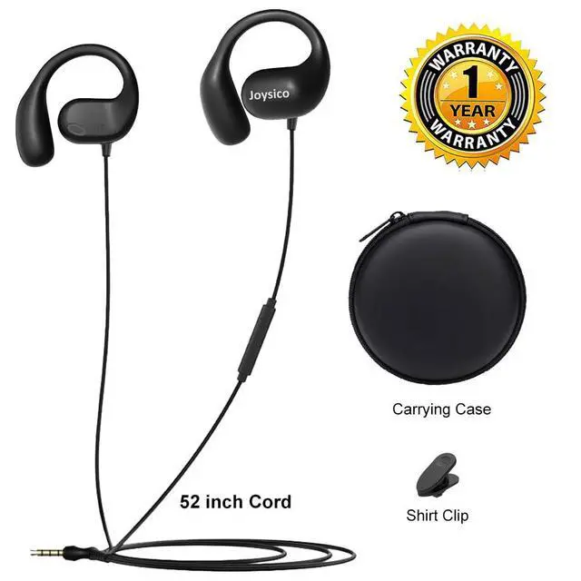 Alt view image 7 of 7 - Wired Open Ear Headphones with Microphone, Volume Control, Wrap Around Ear Hook & Case, Over Ear Earbuds for Sport Running, On Ear Out of Ear Earphones Comfortable for Sensitive & Small Ears
