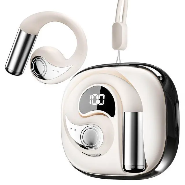 Main image of Open Ear Headphones, Bluetooth Earbuds 5.4 wireless open ear bluetooth earbuds with Adjustable Ear Hooks, Ultra-Comfort, Snug Fit, Powerful Sound, Clear Calls, 40H Playtime, Multipoint Connection