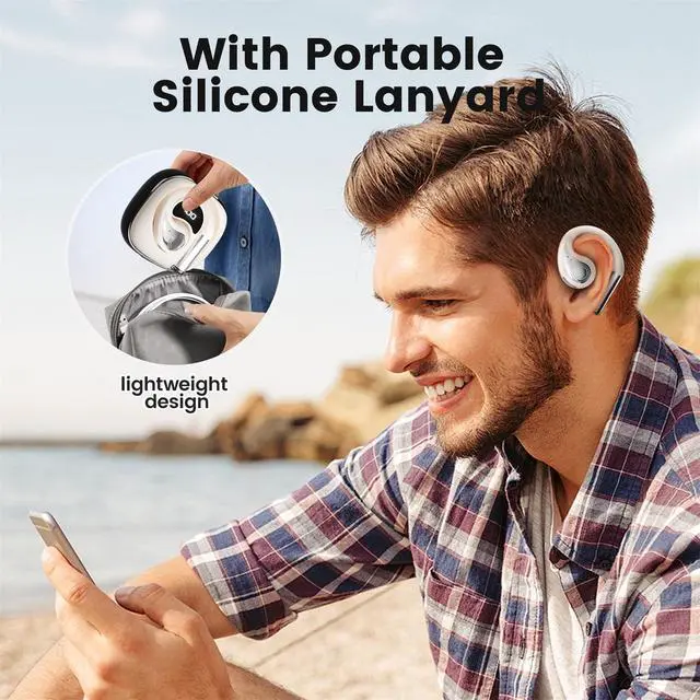 Alt view image 2 of 7 - Open Ear Headphones, Bluetooth Earbuds 5.4 wireless open ear bluetooth earbuds with Adjustable Ear Hooks, Ultra-Comfort, Snug Fit, Powerful Sound, Clear Calls, 40H Playtime, Multipoint Connection