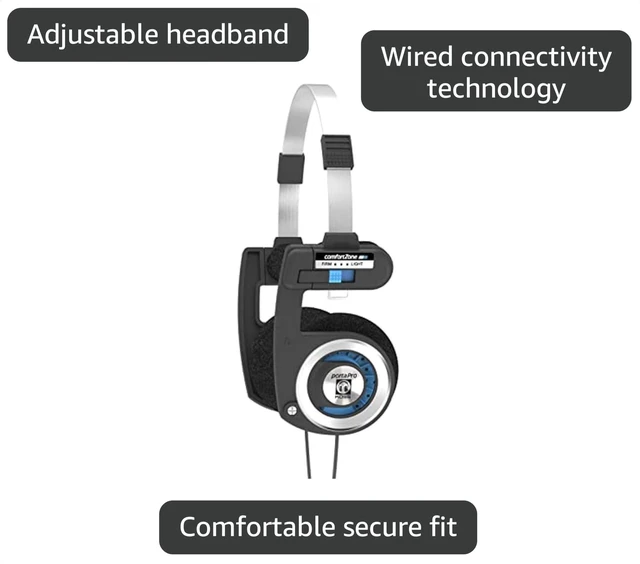 Alt view image 3 of 7 - Classic On-Ear Headphones, Retro Style, 3.5mm Wired Plug, Durable, Black/Silver