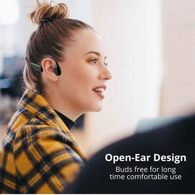 Alt view image 4 of 7 - SA04 Black Bone Conduction Headphones Lightweight Open-Ear Wireless Bluetooth Sport Headphones with Microphones, Sweatproof Waterproof Wireless Earphones for Running, Gym, Hiking, Cycling