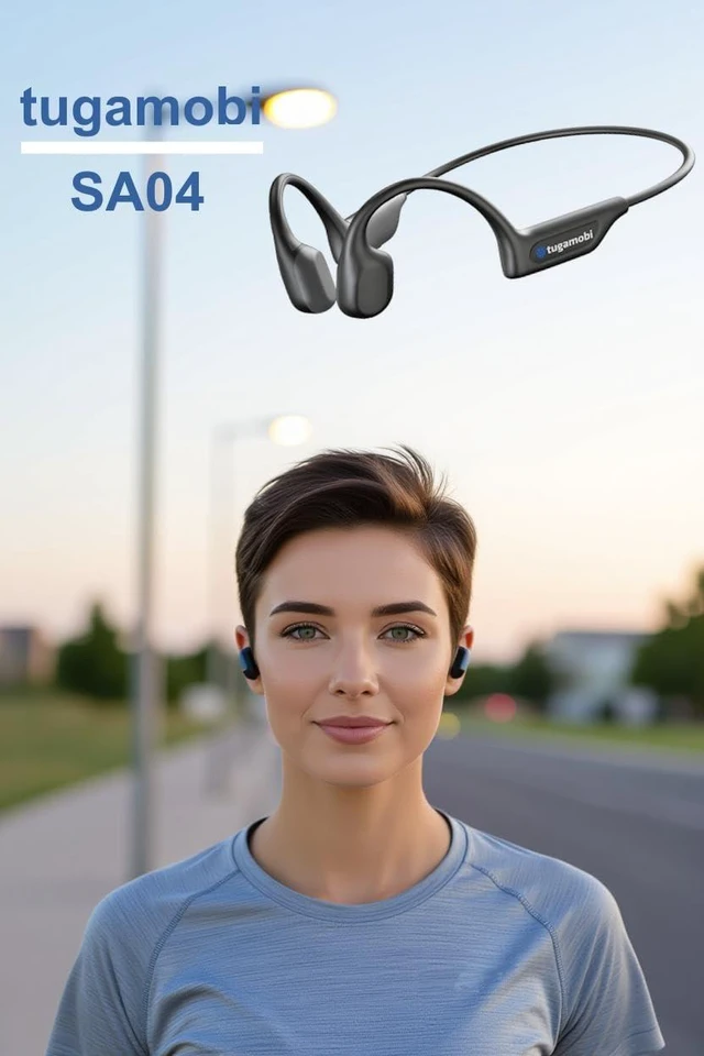 Alt view image 7 of 7 - SA04 Black Bone Conduction Headphones Lightweight Open-Ear Wireless Bluetooth Sport Headphones with Microphones, Sweatproof Waterproof Wireless Earphones for Running, Gym, Hiking, Cycling