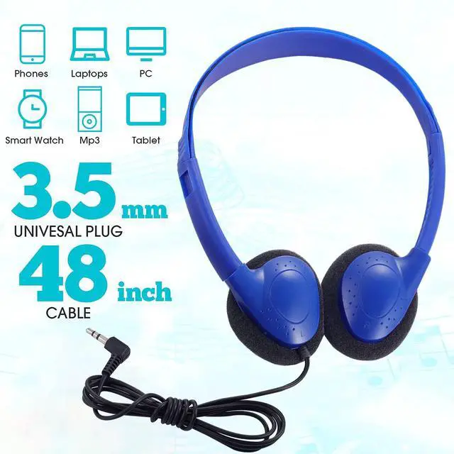 Alt view image 2 of 7 - Kids Headphones Bulk 25 Pack for Classroom School, Wholesale Wired Adjustable On Ear Headphones for Students Teens Children and Adult(LS04,25 Blue)