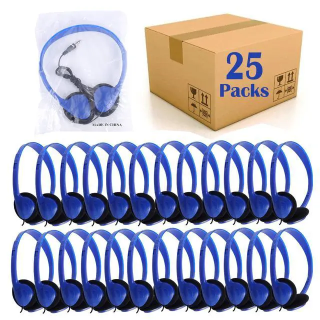 Alt view image 7 of 7 - Kids Headphones Bulk 25 Pack for Classroom School, Wholesale Wired Adjustable On Ear Headphones for Students Teens Children and Adult(LS04,25 Blue)