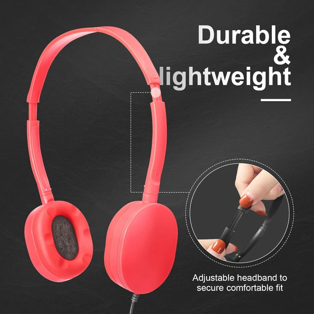 Alt view image 4 of 6 - 30 Pack Wired On-Ear Headphones with Stereo Headband | Bulk Wired Headphones for Schools, Laptops, Tablets, Travel and Airplane Use, with Adjustable Fit for Everyday Listening